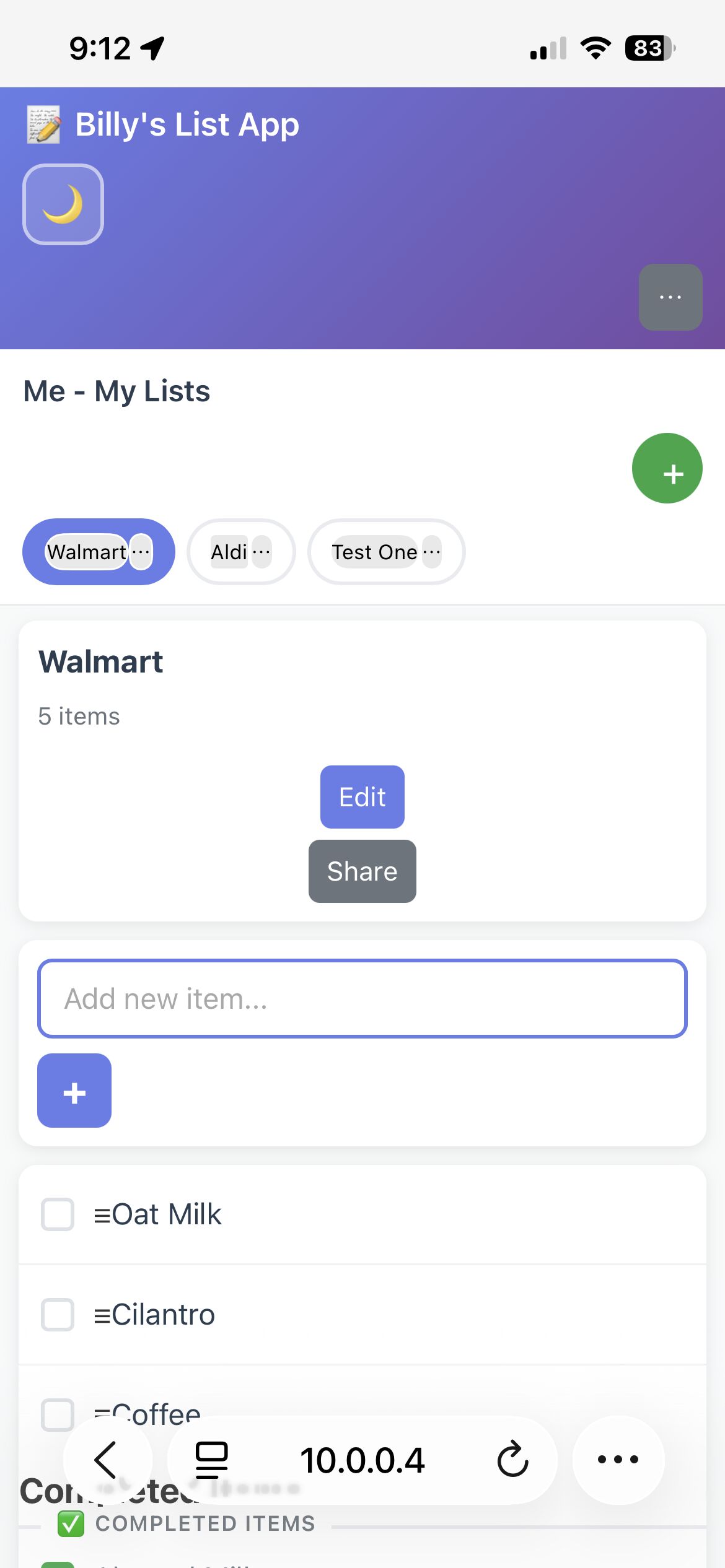 After screenshot of app styling regression
